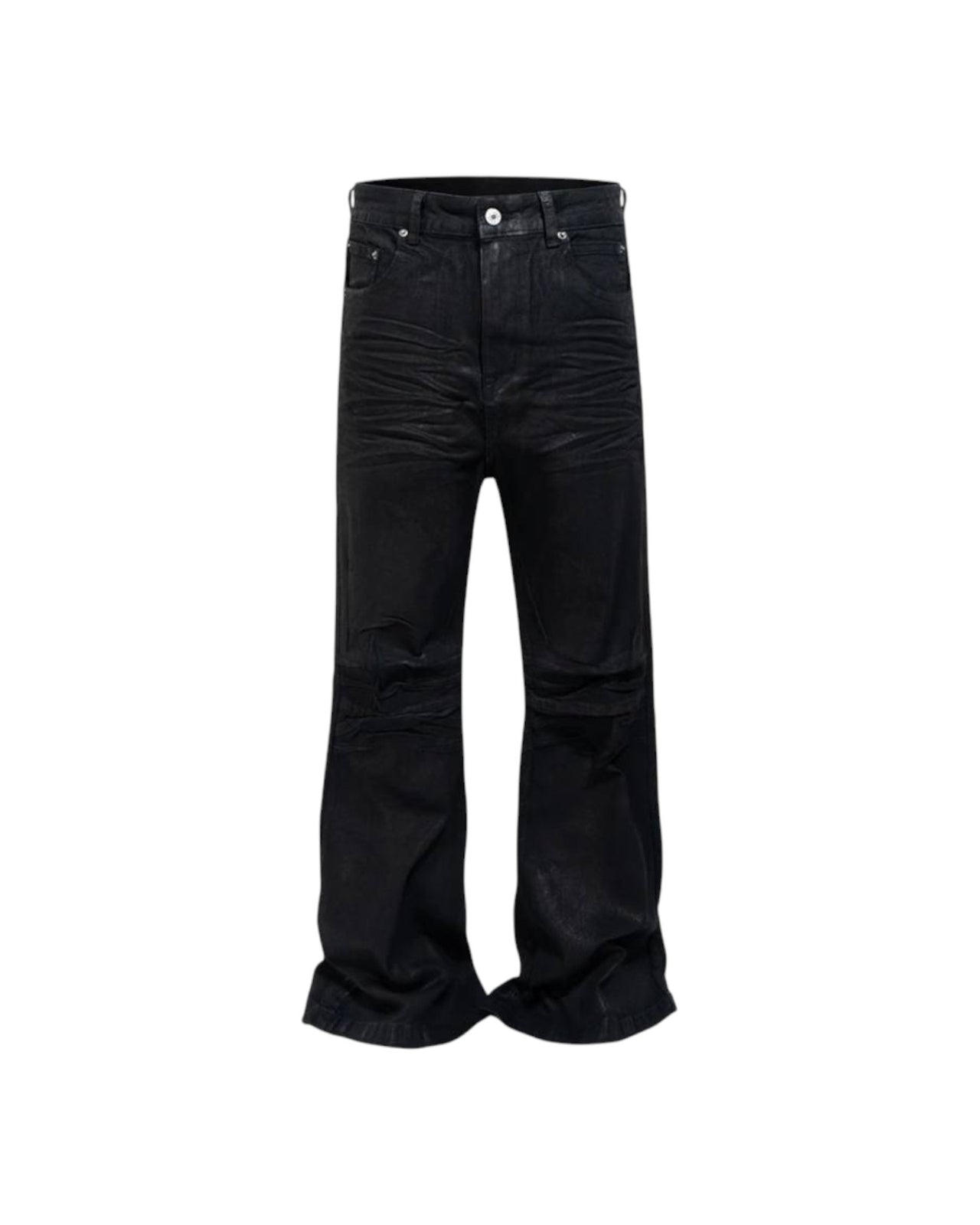 Waxed bootcut jeans
