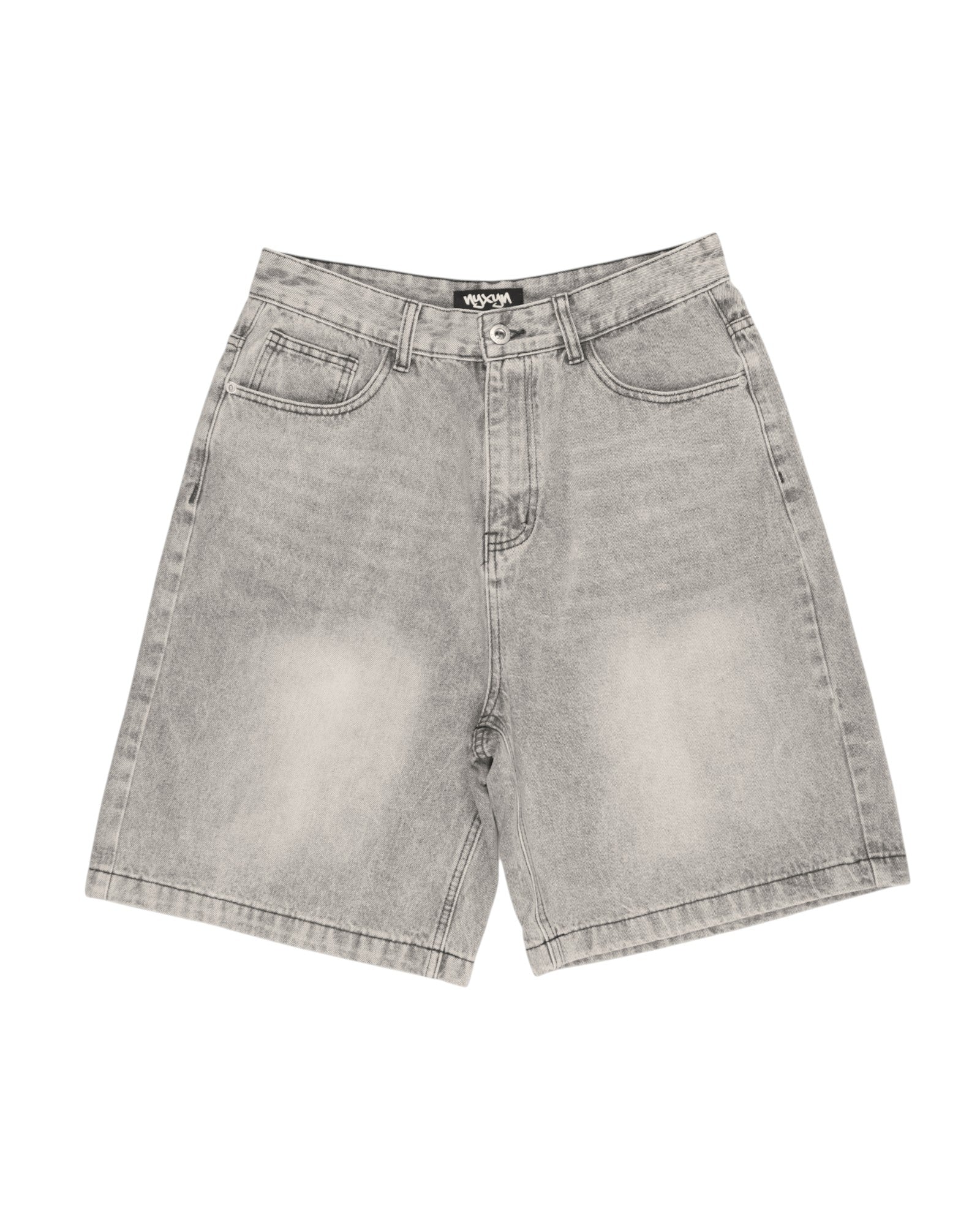 BAGGY DENIM JORTS - LIGHT GREY – NYXYN